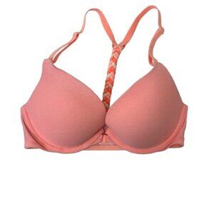 Victoria's Secret Coral Front-close Underwire Push-up Bra Size 32C